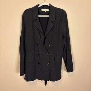 Free People Black Slightly Oversized Blazer Jacket with Belt Tie Size Medium